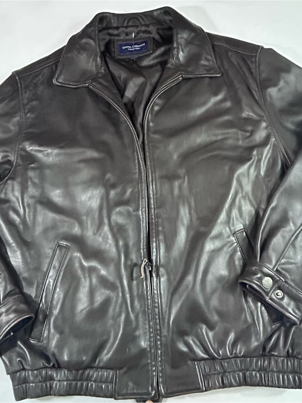 Daniel Cremieux Leather Jacket Men Size Large Lambskin Brown